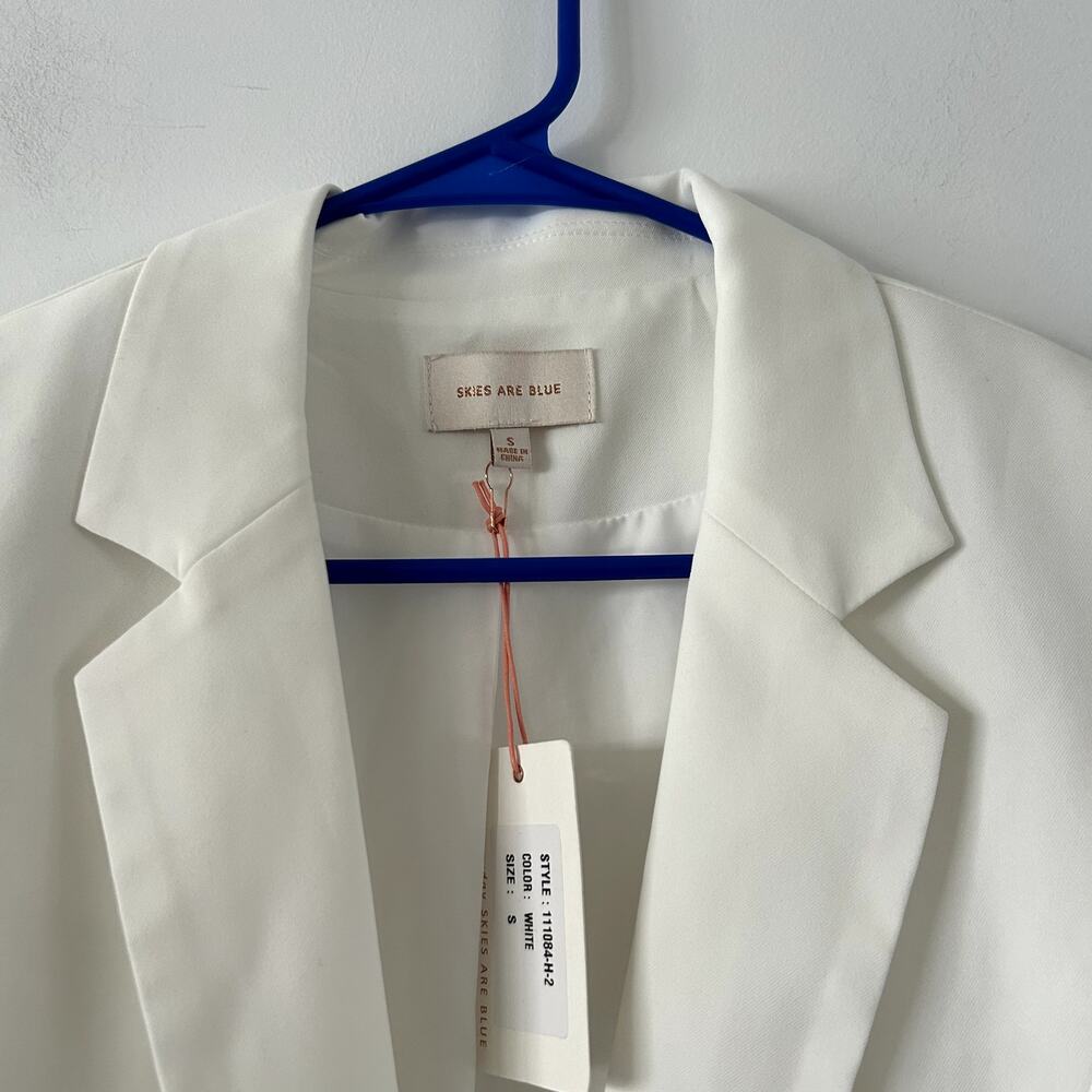 Skies are Blue White 3/4 Sleeve Blazer Jacket NWT Size S - Picture 3 of 6